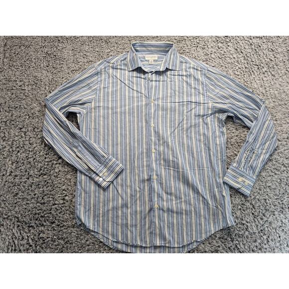 Banana Republic Shirt Men Medium Blue Stripe Classiccore Preppy Minimal Casual - Picture 1 of 7